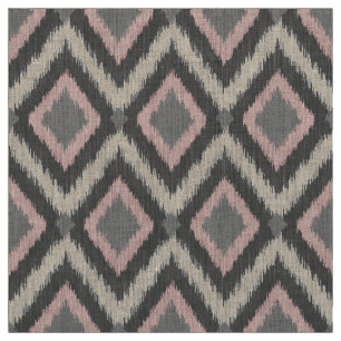 Tela Ikat Chevron, tribal gris y rosa