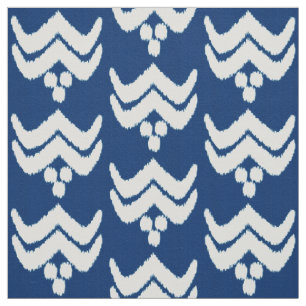Tela Ikat con estilo floral - azul índigo y blanco
