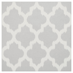 Tela Ikat de Cuatrefoil blanco y fondo gris Personaliza