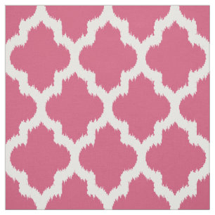 Tela Ikat de Cuatrefoil blanco y fondo rosado Personali