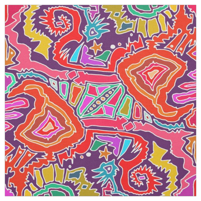 Tela ikat doodle red (Retal)