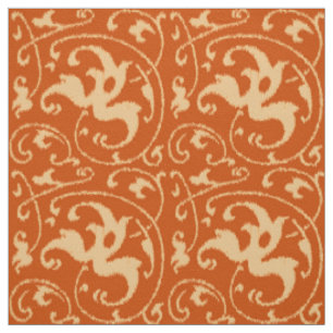 Tela Ikat Floral Damask - Naranja mandarín