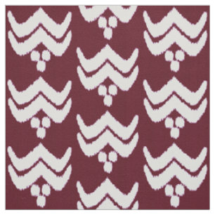 Tela Ikat floral estilizado - burdeos y blanco