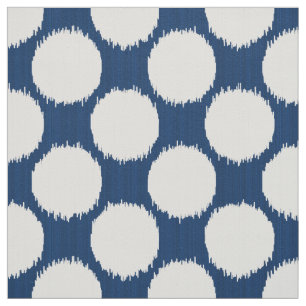 Tela Ikat gigante puntea, los puntos blancos en azul de