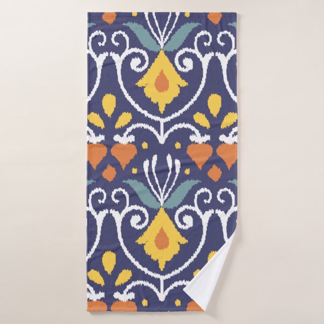 Tela Ikat hecha a mano. Patrón étnico sin fisuras. (Toalla de baño)