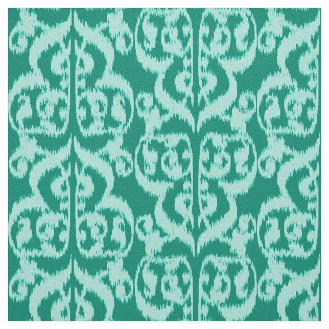 Tela Ikat Moorish Damask - pavo real y agua (Retal)