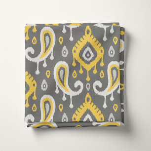Tela Ikat Paisley amarillo y gris