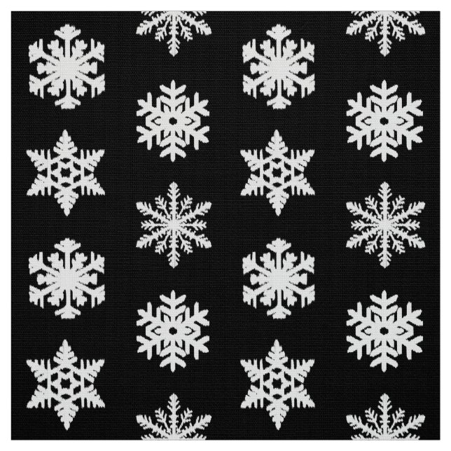 Tela Ikat Snowflakes - Blanco y negro (Retal)