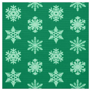 Tela Ikat Snowflakes - Pino y verde menta