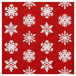 Tela Ikat Snowflakes - Rojo oscuro y blanco