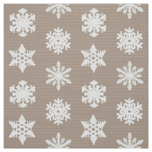 Tela Ikat Snowflakes - Taupe tan y blanco