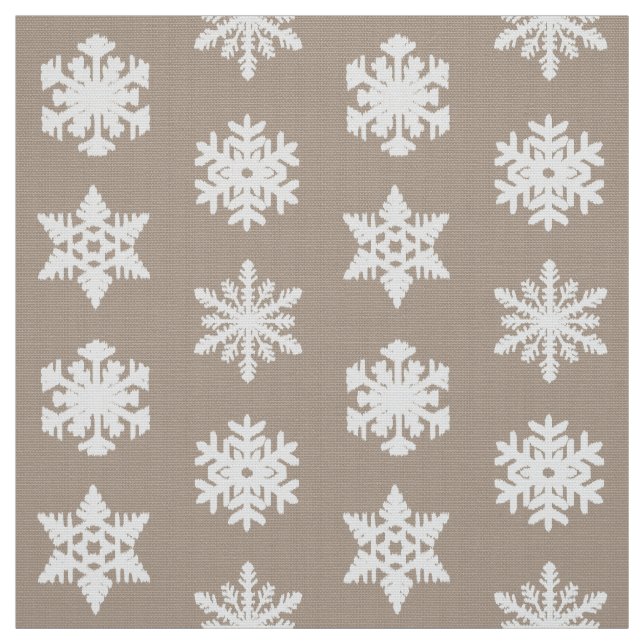 Tela Ikat Snowflakes - Taupe tan y blanco (Retal)