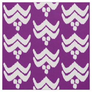 Tela Ikat stylized floral - púrpura y blanco amethyst