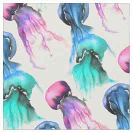 Tela ilustracion acuático de medusas coloridas