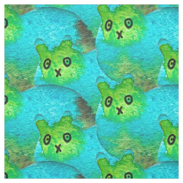 Tela Ilustracion de arte de gato gordo azul (Retal)