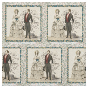 Tela Ilustración de boda victoriana vintage de 1844 