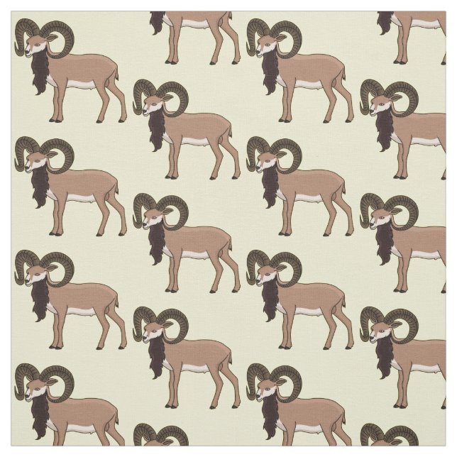 Tela Ilustración de cabra Mouflon (Retal)