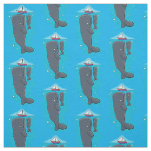 Tela Ilustración de dibujos animados de ballenas lindas