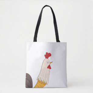 Tela ilustracion de doodle de pollo funky lindo bolso d