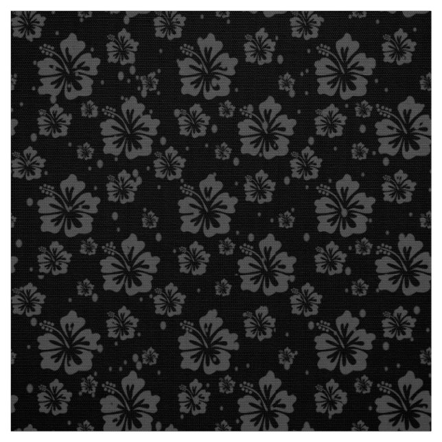 Tela Ilustracion de flores negras sobre fondo negro (Retal)