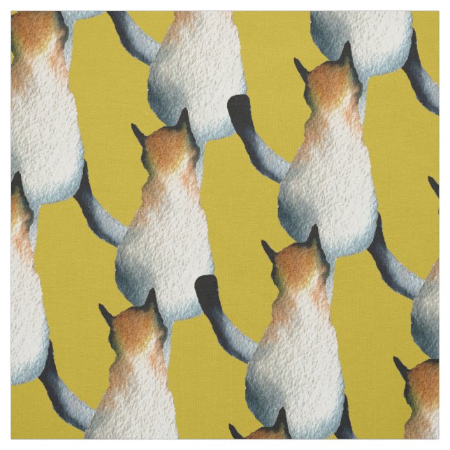 Tela Ilustracion de gato negro y marrón tabby (Retal)