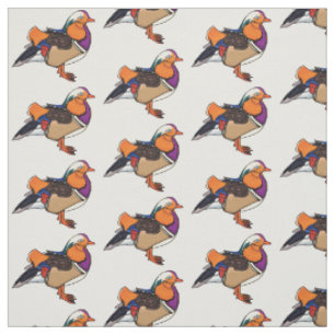 Tela Ilustracion de pato de mandarina colorida