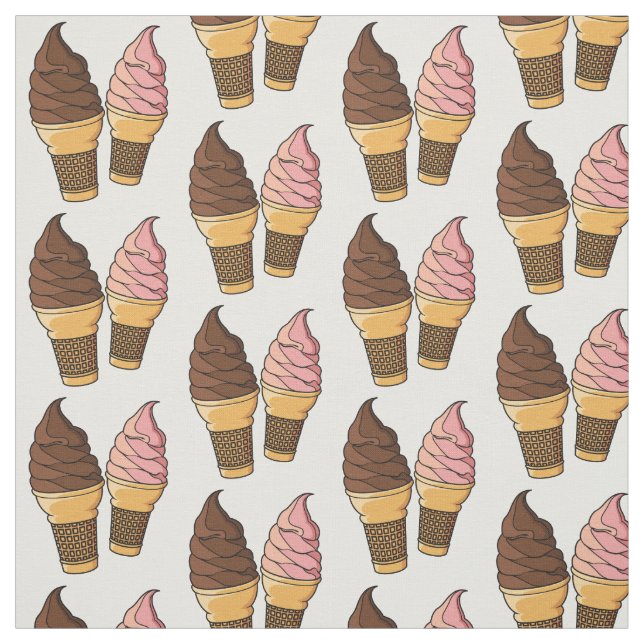 Tela Ilustracion de personalizado de helado de cono (Retal)