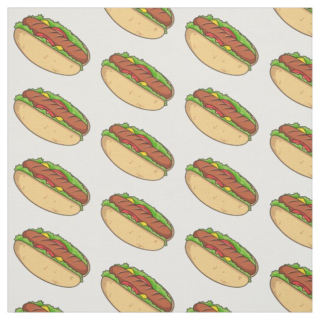 Tela Ilustracion de personalizado de hot dog (Retal)