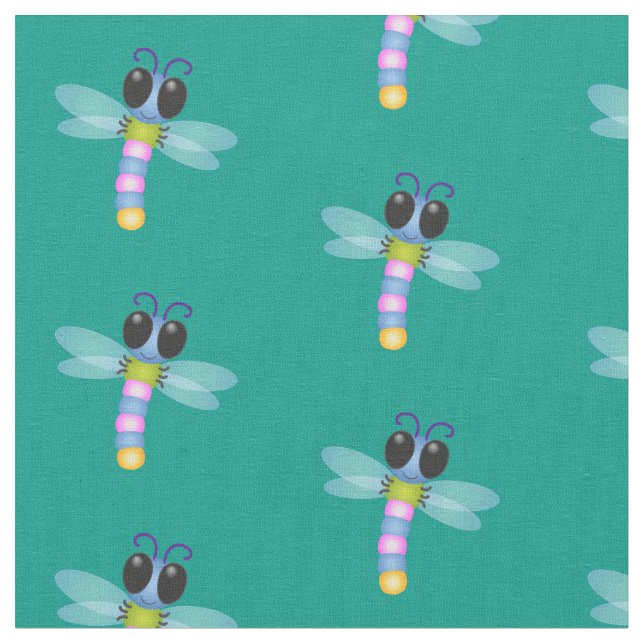 Tela Ilustracion de personalizado de libélula azul y ro (De cerca)