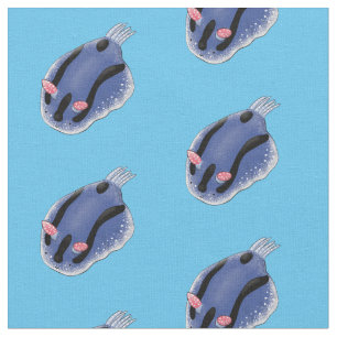 Tela Ilustracion de personalizado de nudibranquias azul