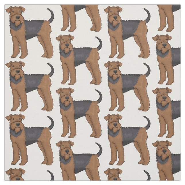 Tela Ilustracion de personalizado de perro Airedale ter (Retal)