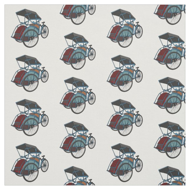 Tela Ilustracion de personalizado de rickshaw en bicicl (Retal)