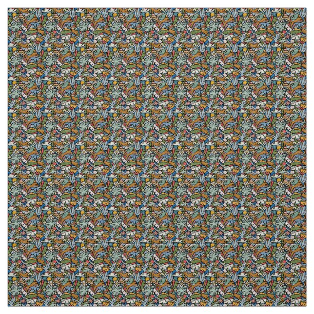 Tela Ilustracion moderno de la selva tiki a mediados de (Retal)