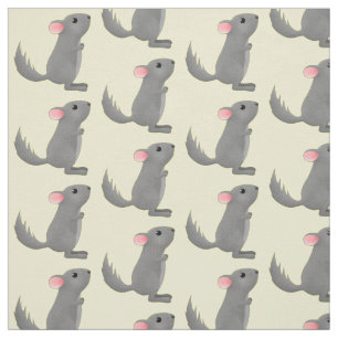Tela Ilustracion personalizado chinchilla gris suave