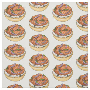 Tela Ilustracion personalizado de bagel de Salmon