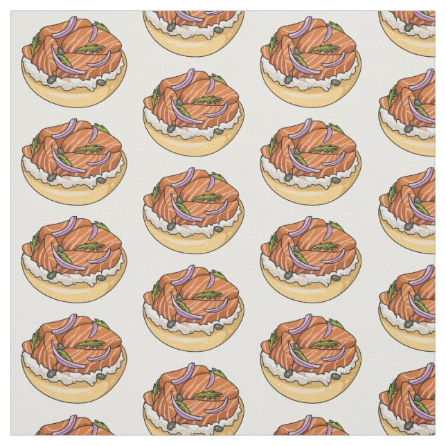 Tela Ilustracion personalizado de bagel de Salmon (Retal)