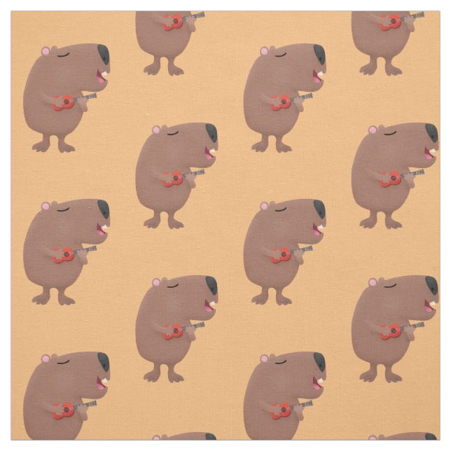 Tela Ilustracion personalizado de capybara ukulele cant (Retal)