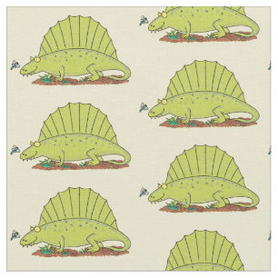 Tela Ilustracion personalizado de dimetrodon verde lind