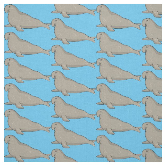Tela Ilustracion personalizado de focas elefantes (Retal)