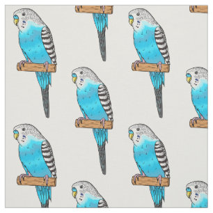 Tela Ilustracion personalizado de pájaro budgerigar azu