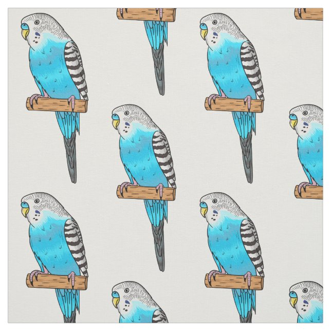 Tela Ilustracion personalizado de pájaro budgerigar azu (Retal)