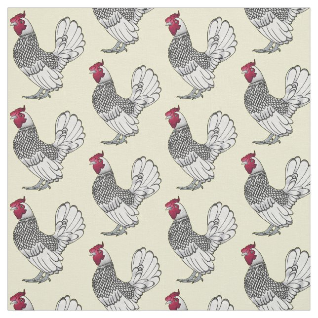 Tela Ilustracion personalizado de pollo de Sebright (Retal)