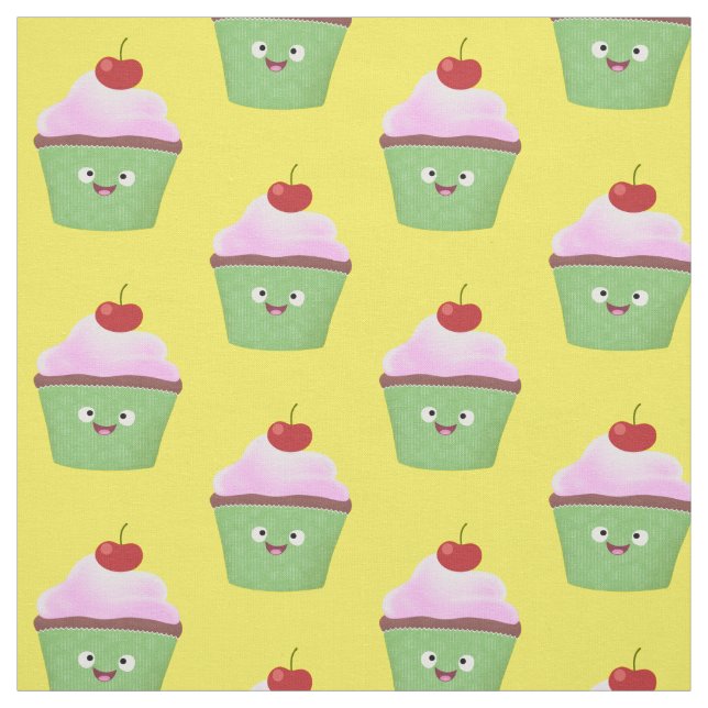 Tela Ilustracion personalizado de quequitos alegres (Retal)