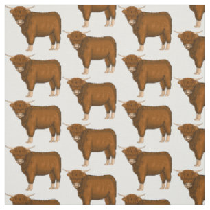 Tela Ilustracion personalizado de vaca de Highland