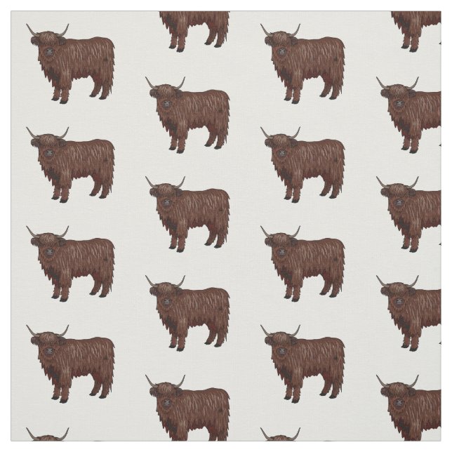 Tela Ilustracion personalizado de vaca de Highland (Retal)