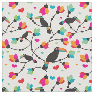 Tela ilustracion tropical del pájaro toucan lindo
