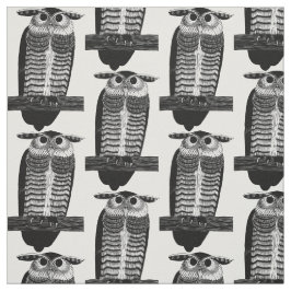 Tela Ilustración vintage de búho ave en tinta estilo ar