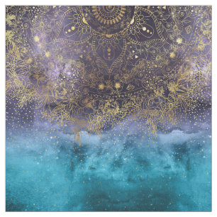 Tela Imagen floral de la mandala y del confeti del oro