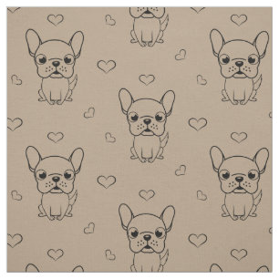Tela Impresa de Bulldog Francés Adorable por Yarda