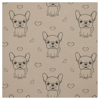 Tela Impresa de Bulldog Francés Adorable por Yarda